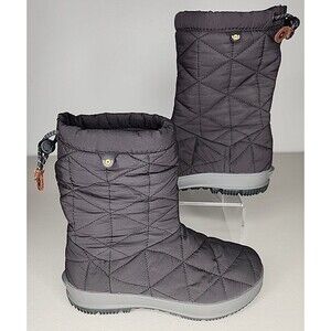 Bogs Women 6 M Boots Black Quilted Nylon Mid Shoes Waterproof Snowday Insulated